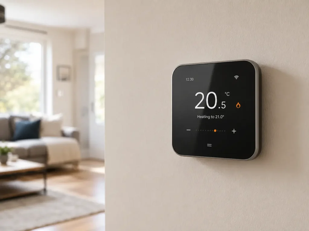 Smart thermostat set to reduce heating bills in a Yorkshire living room